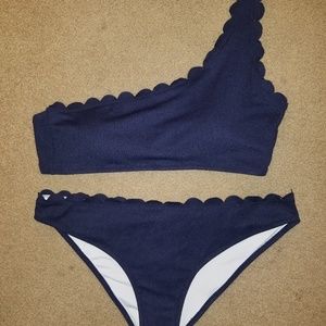 Navy blue scalloped bikini